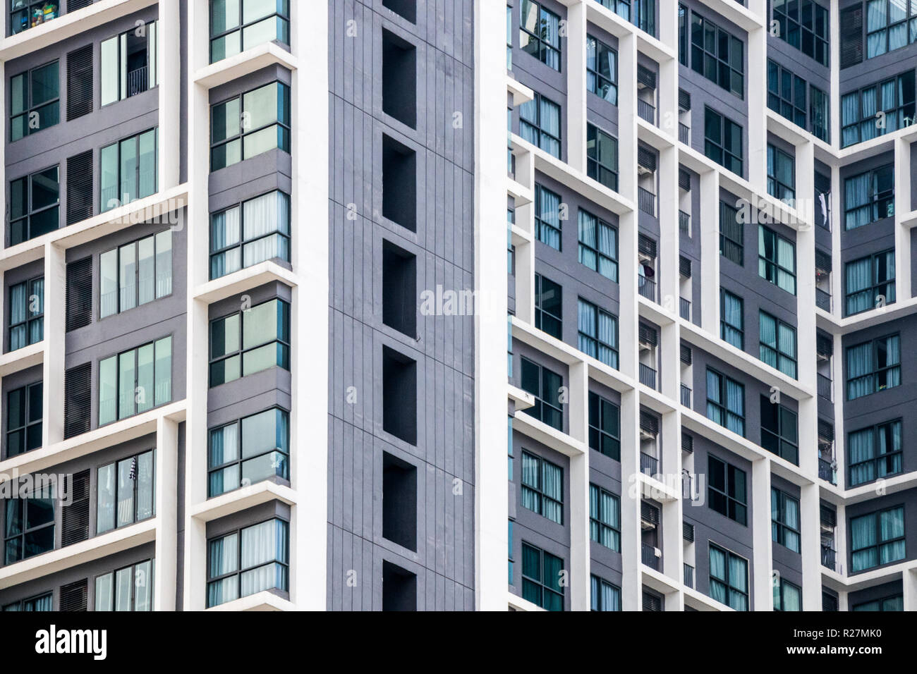 Modern apartment building windows, Bangkok, Thailand Stock Photo