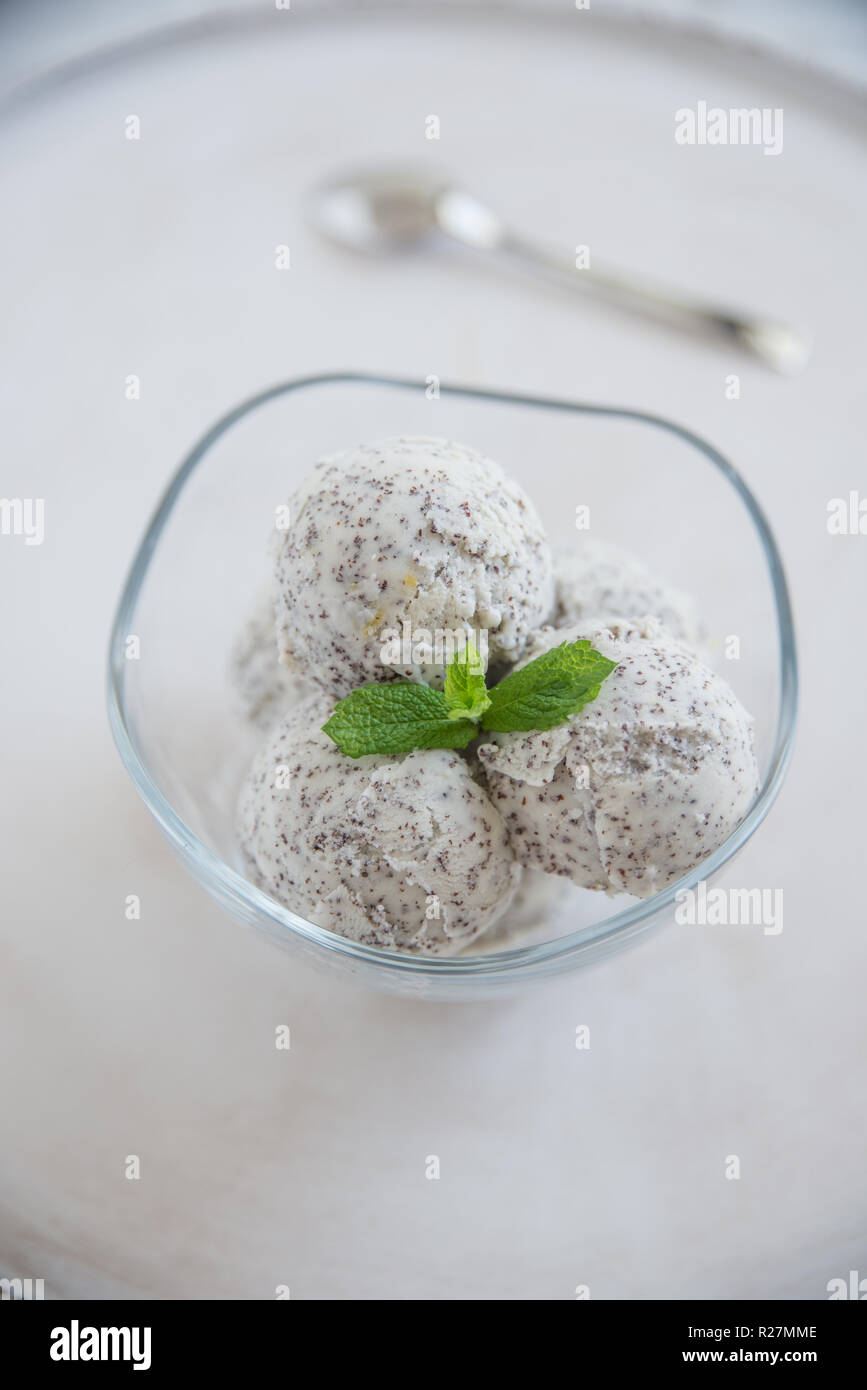 poppy seed lemon ice cream Stock Photo