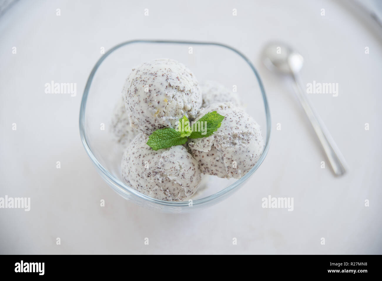 poppy seed lemon ice cream Stock Photo