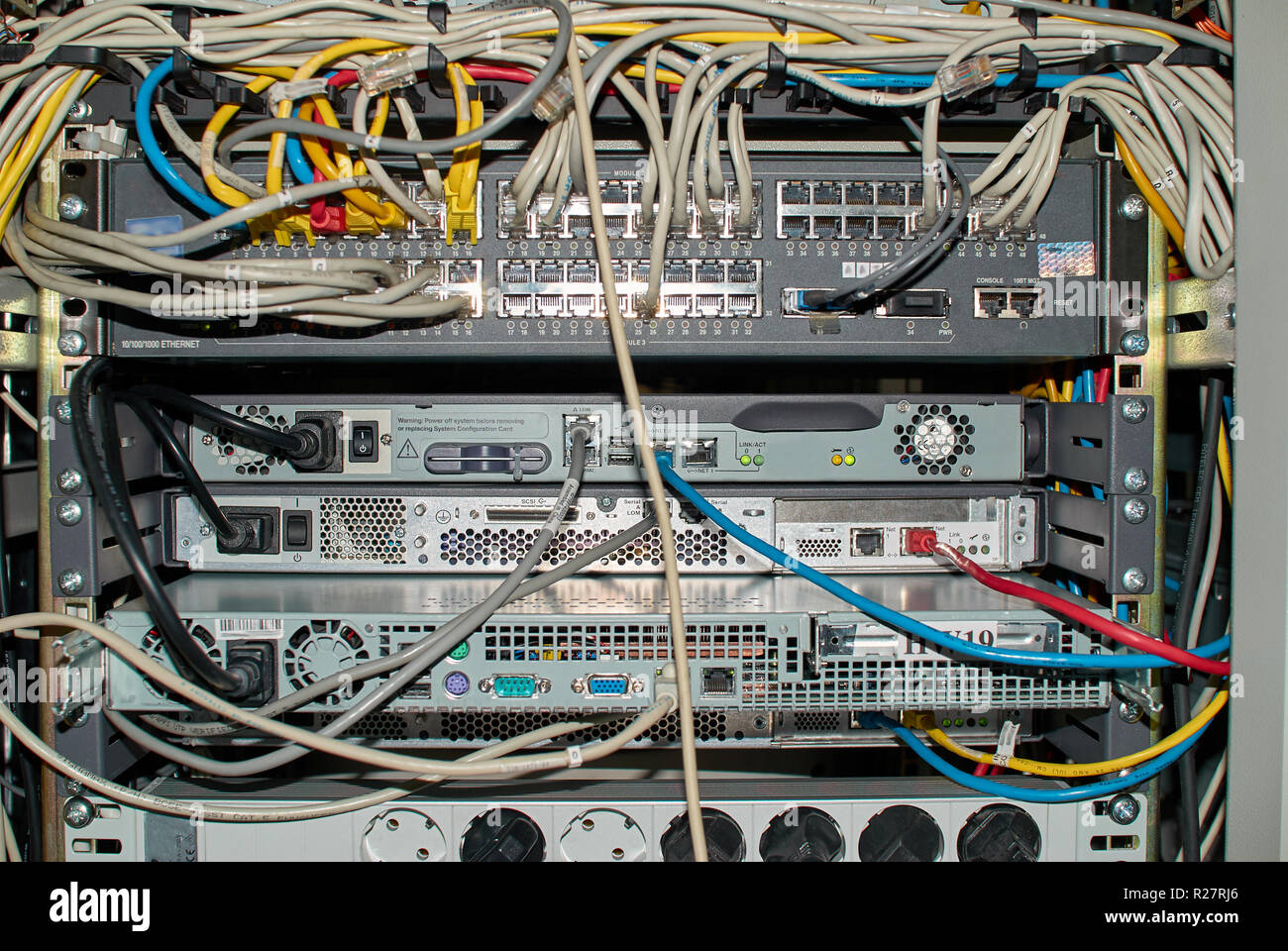 Close-up Of Rack Mounted Routers In A Server Room Stock Photo - Alamy