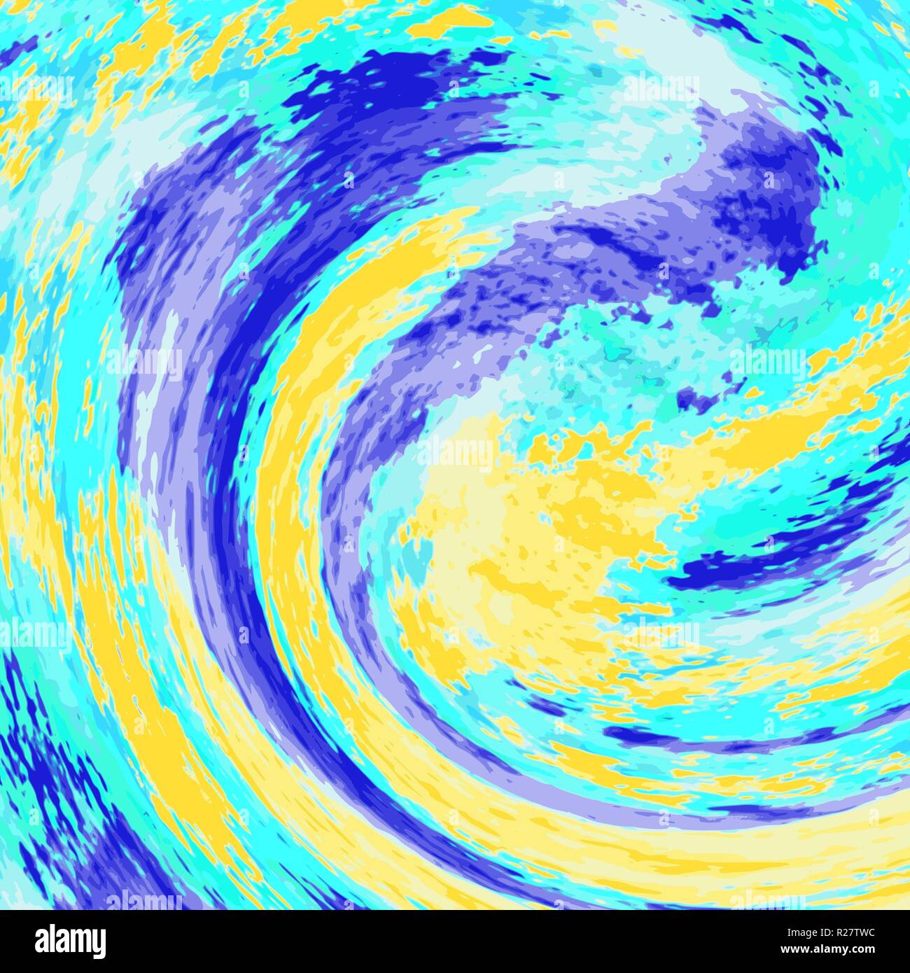 blue, turquoise and yellow abstract spiral background pattern, vector