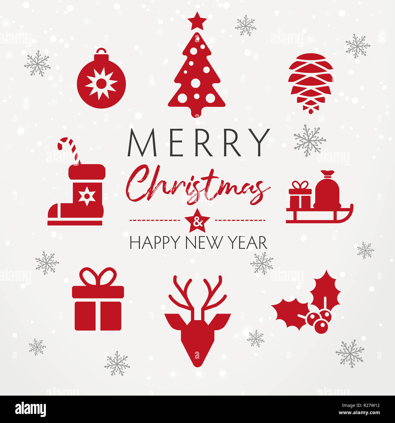 Christmas and New Year Typographical on shiny Xmas background with ...