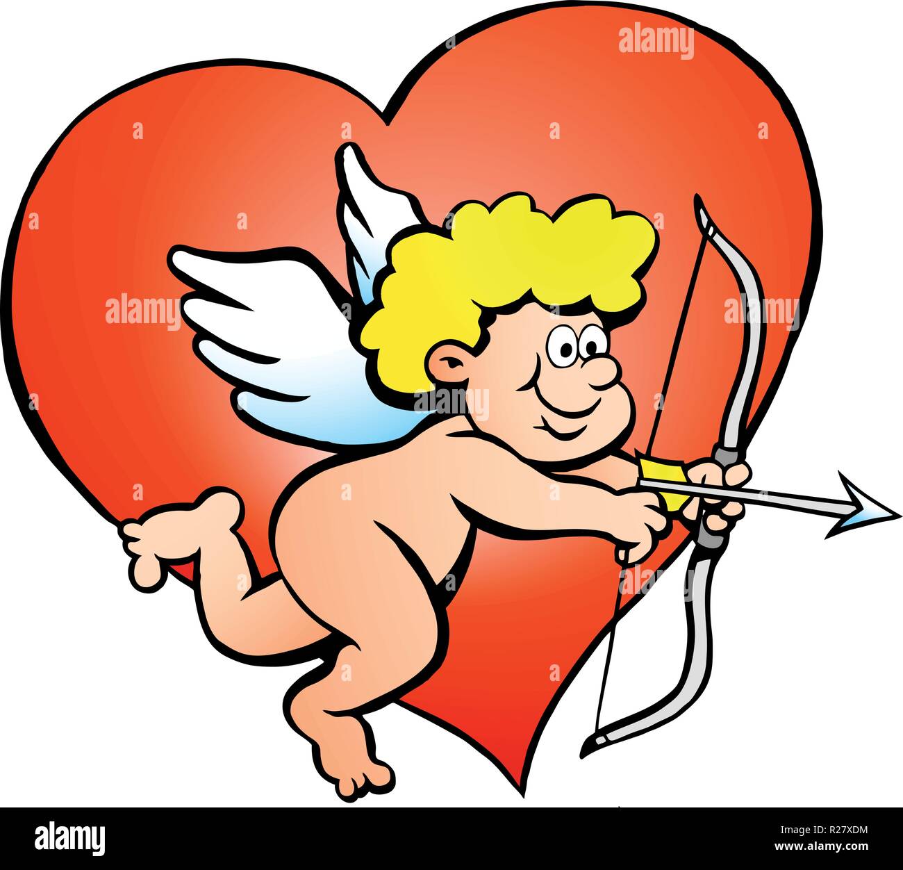 Hand-drawn Vector illustration of an Amor Angel Boy Stock Vector