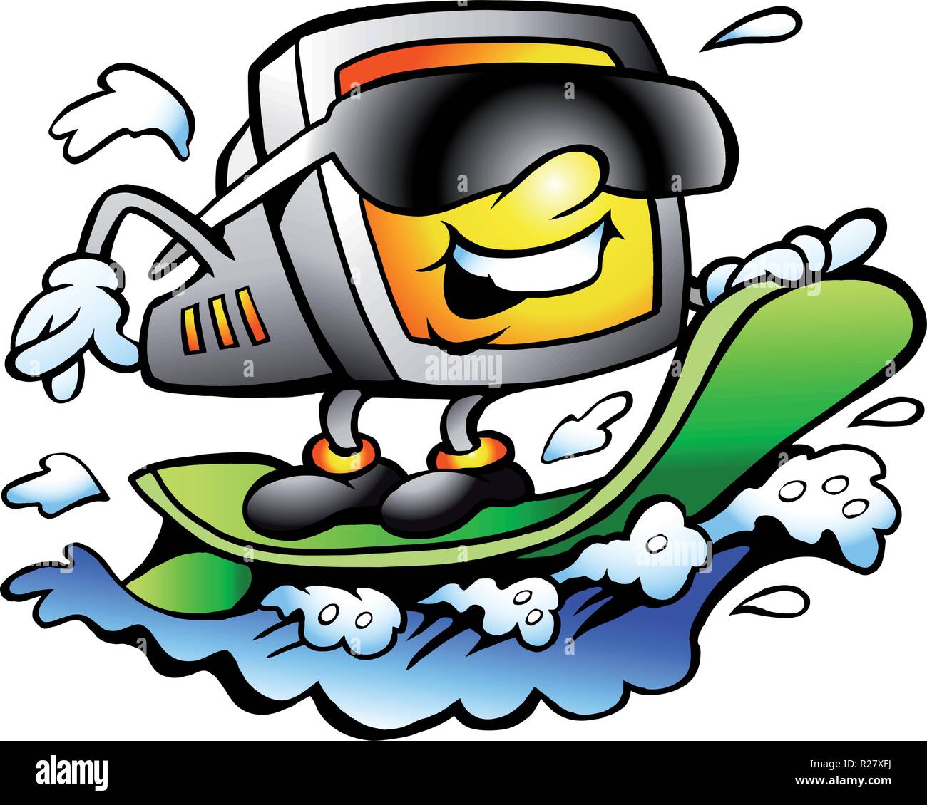 Hand-drawn Vector illustration of an Surfing Retro Screen Stock Vector