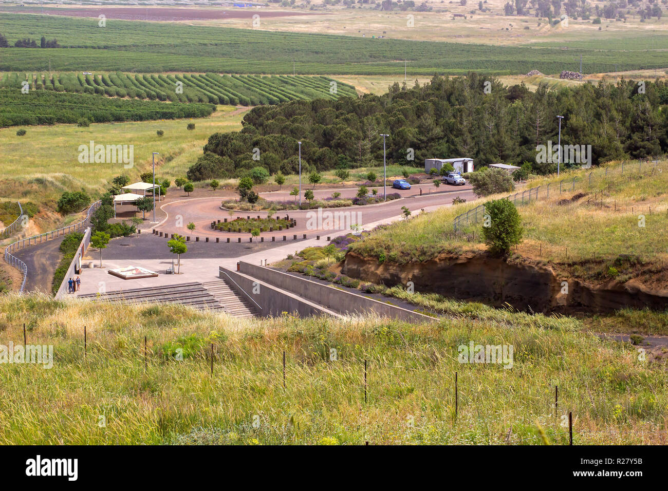 4 May 2018 Syrian real estate close to the Israeli border as seen from the Northern Golan Heights in North East Israel Stock Photo