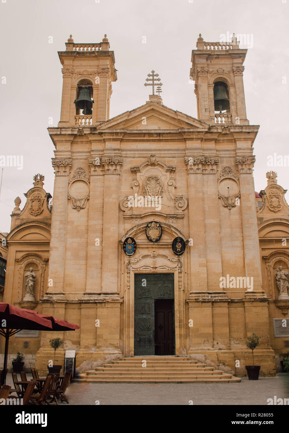 View to St George's Basilica  in Victoria, Malta Stock Photo
