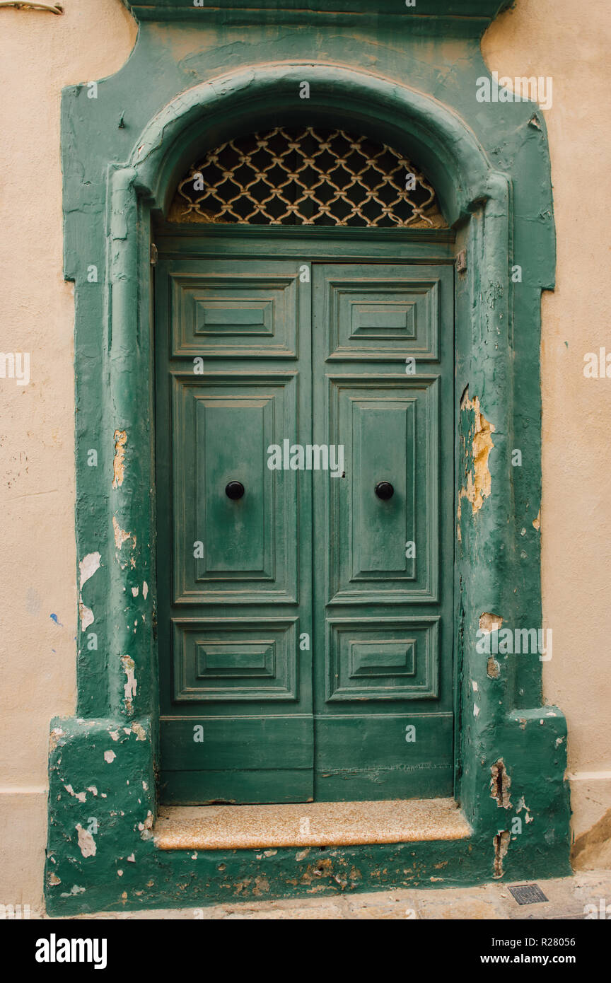 Maltese old green door, Malta Stock Photo Alamy