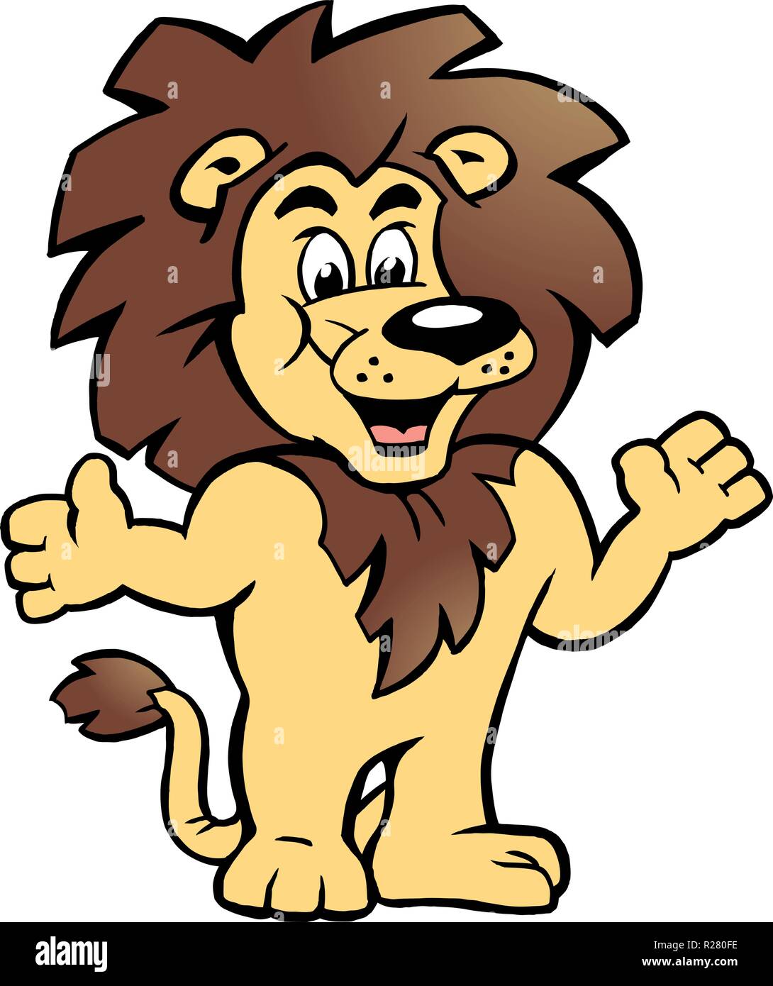 Hand-drawn Vector illustration of an Happy Proud Lion King, there ...