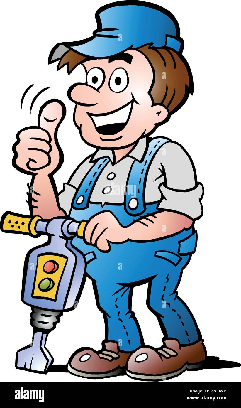 Hand-drawn Vector illustration of an Happy Construction Worker Stock ...