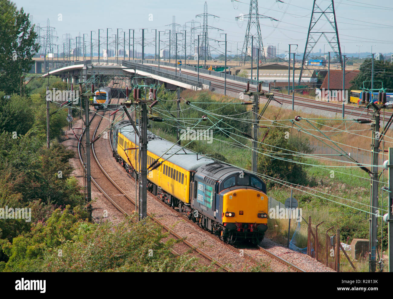 A class 37 diesel number 37608 working a Network rail test