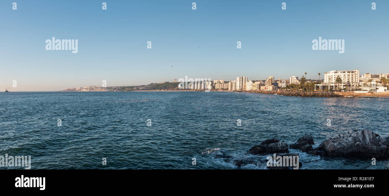 Panoramic view of Vina del Mar skyline - Vina del Mar, Chile Stock Photo