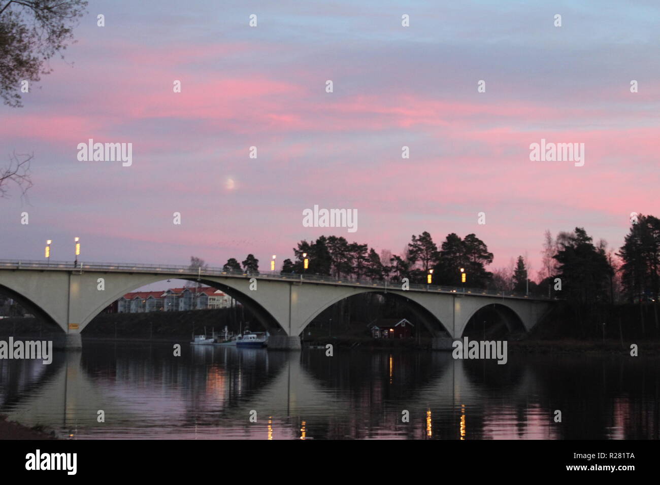 bridge reflected. Stock Photo