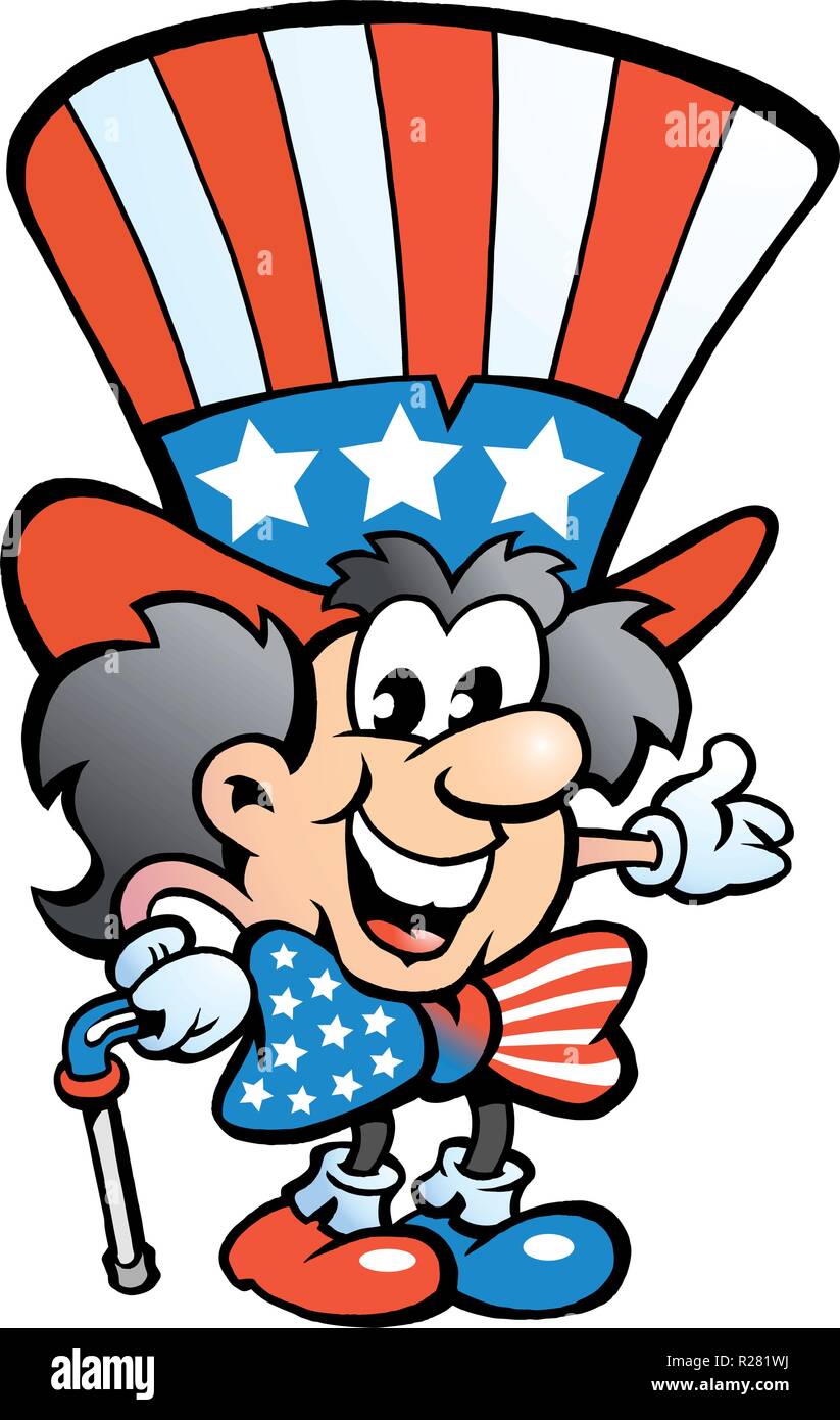 Hand-drawn Vector illustration of an Old Happy Uncle Sam Stock Vector