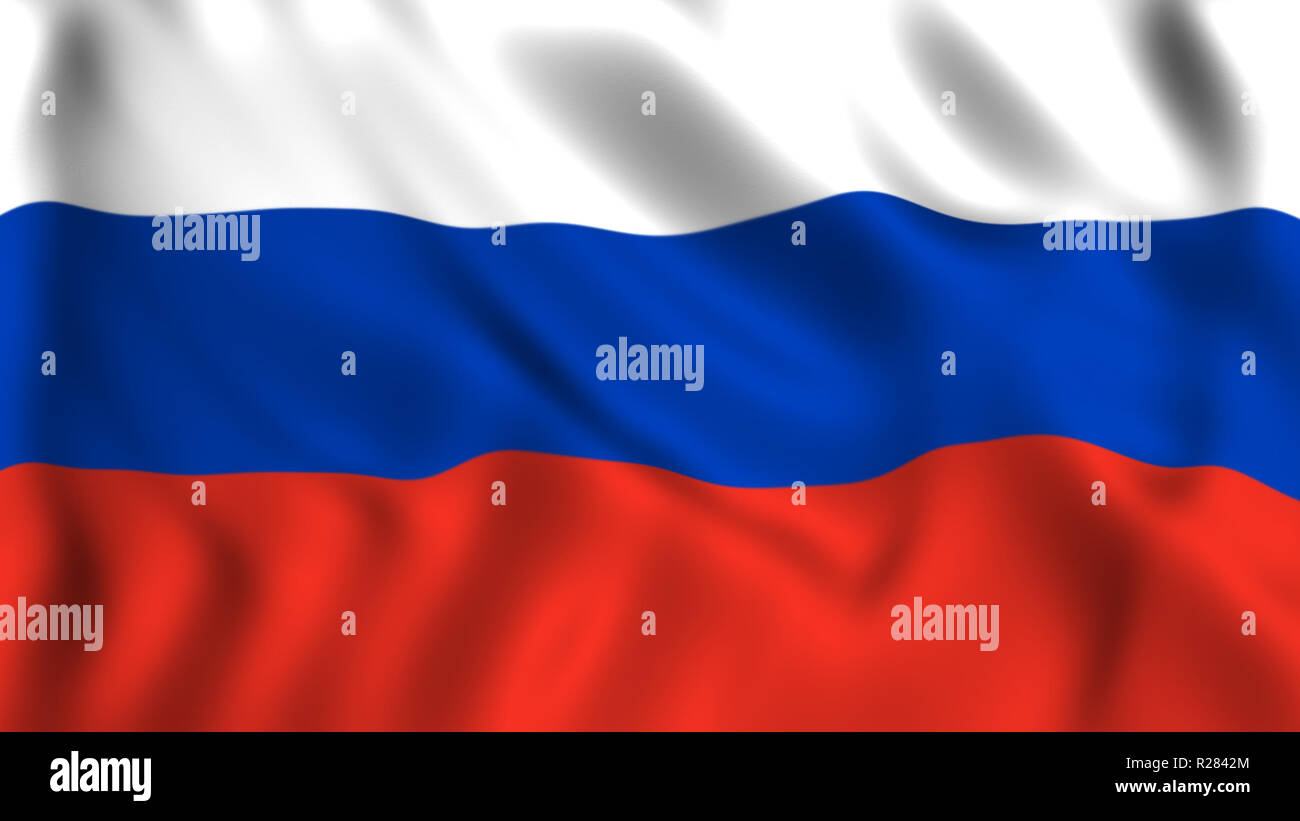 flag russia waving in the wind Stock Photo