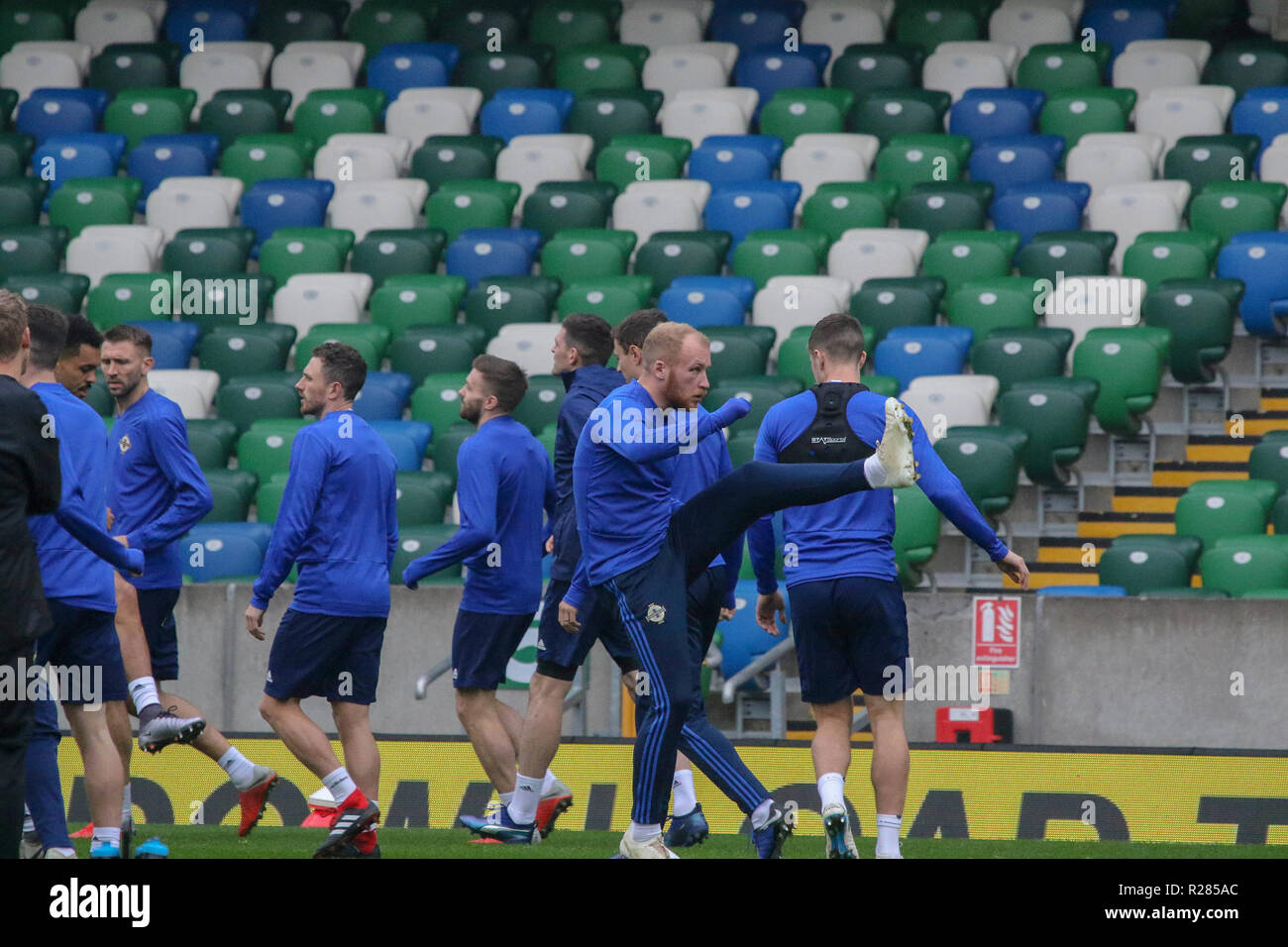 Windsor Park, Belfast, Northern Ireland.17 November 2018. Northern Ireland training in Belfast this morning ahead of their UEFA Nations League game against Austria tomorrow night in the stadium. Liam Boyce at training. Credit: David Hunter/Alamy Live News. Stock Photo