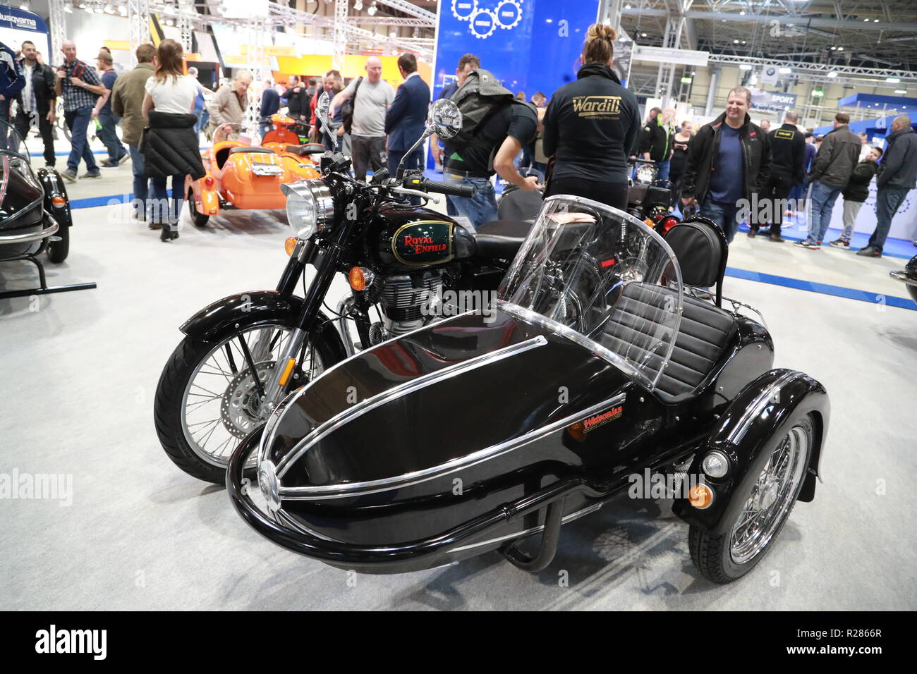 Birmingham, UK. 17th November 2018. This year's largest motorbike show in the UK is taking place at the NEC from the 17th to the 25th of November. Motorbike enthusiasts gather to admire the latest products of the industry. Credit: Uwe Deffner/Alamy Live News Stock Photo