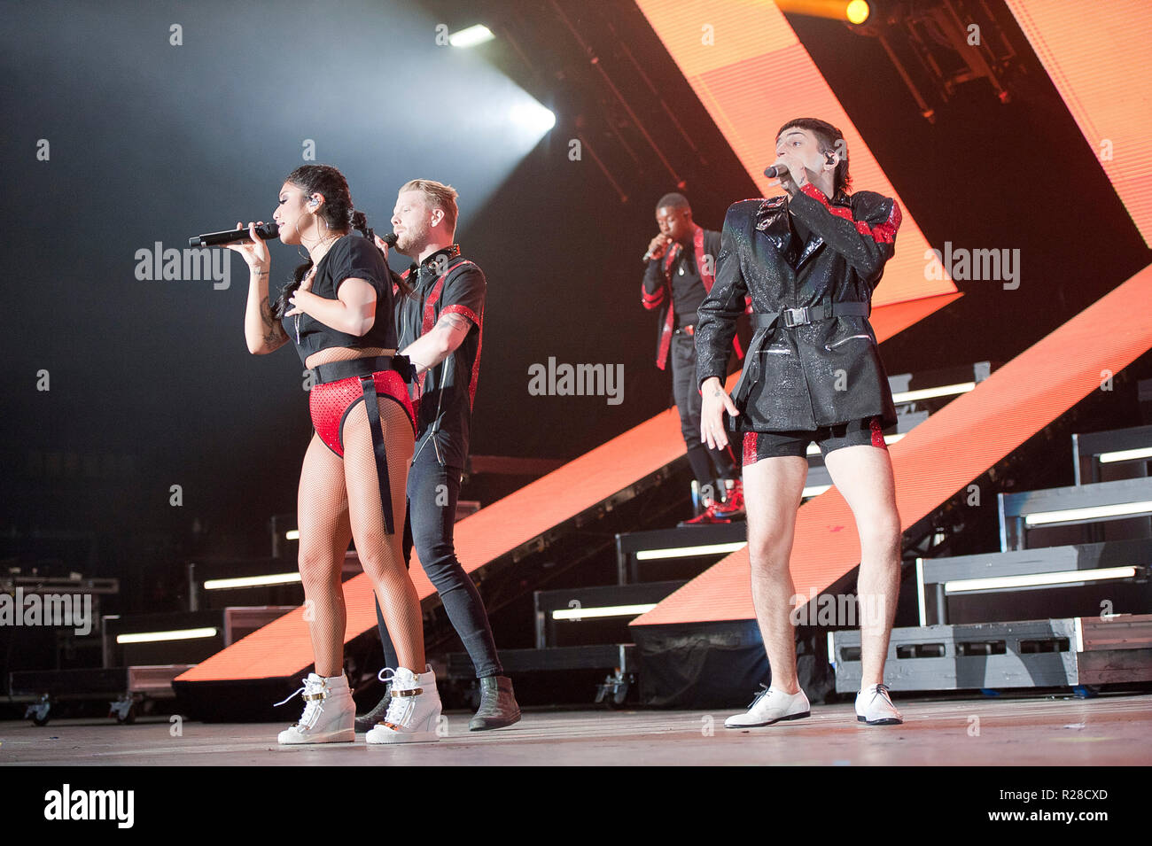 August 11, 2018 - Raleigh, North Carolina; USA - Singer KIRSTIN MALDONADO of PENTATONIX performs live as their 2018 tour makes a stop at the Coastal Credit Union Music Park at Walnut Creek located in Raleigh Copyright 2018 Jason Moore. Credit: Jason Moore/ZUMA Wire/Alamy Live News Stock Photo