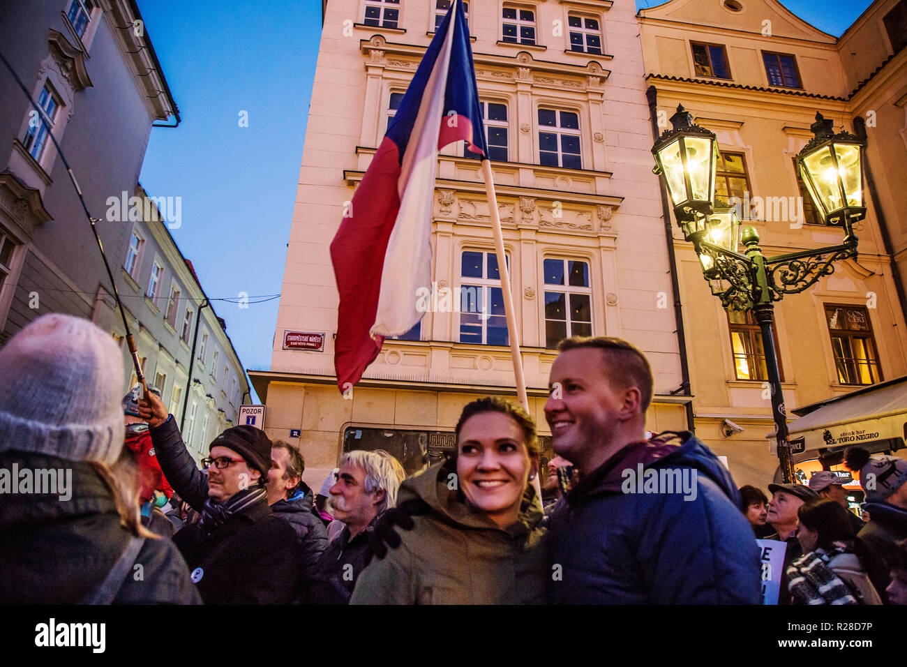 Prague, Czech Republic, November 17, 2018 Young Czech couple at