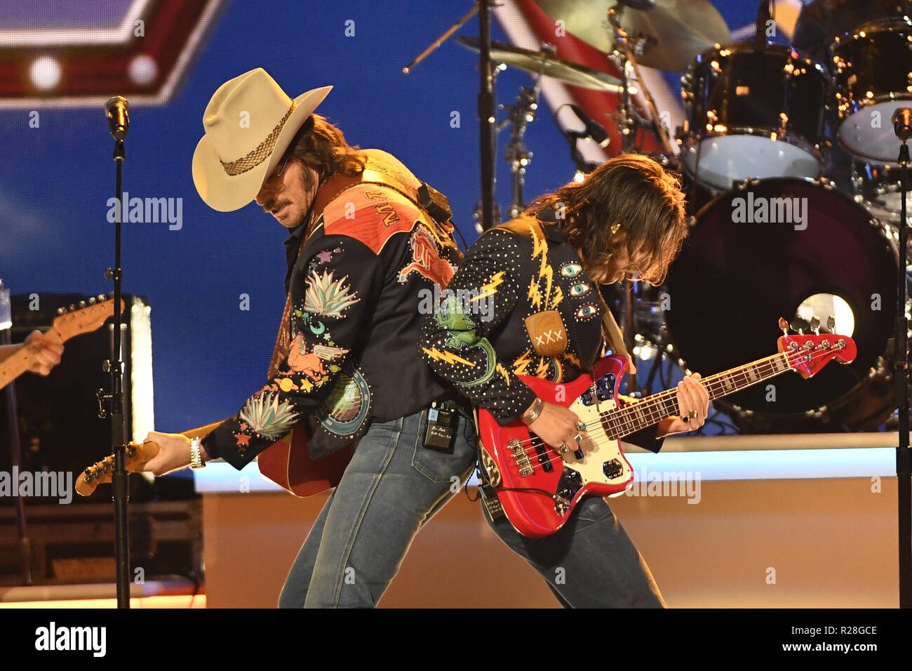 Nashville, Tennessee, USA. 14th Nov, 2018. Mark Wystrach, Cameron Duddy, and Jess Carson, Midland on stage during the 2018 Country Music Association Awards show. Credit: Laura Farr/ZUMA Wire/Alamy Live News Stock Photo