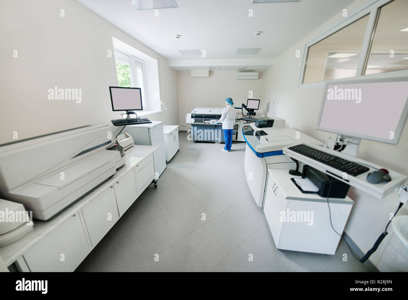 equipment and apparatus for biochemistry in a modern laboratory Stock