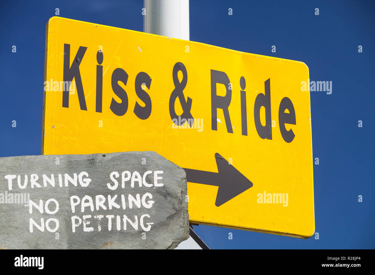 A Kiss and ride sign in Zaanstadt, Netherlands. Stock Photo