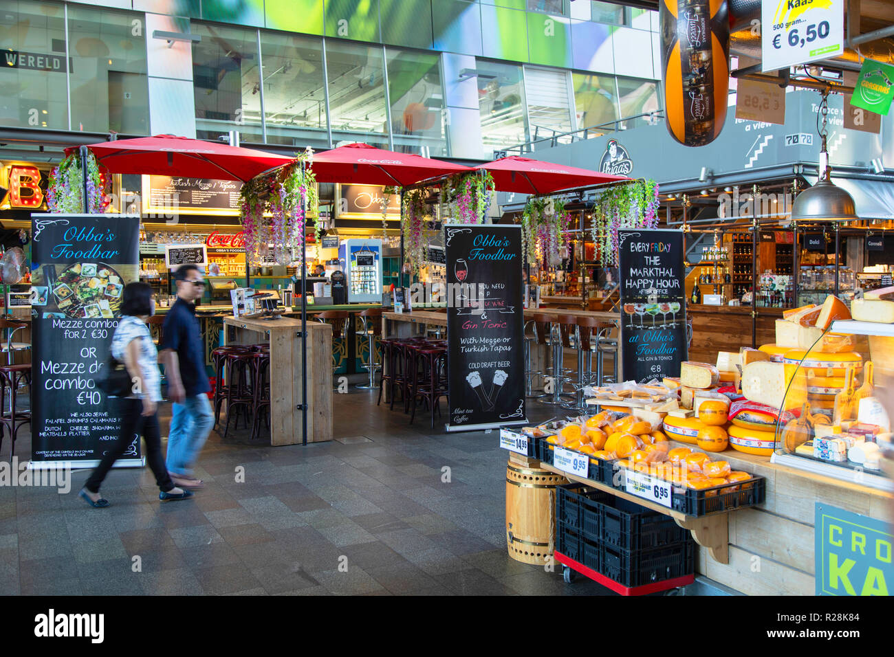 Food market in Markthal, Rotterdam, Zuid Holland, Netherlands Stock