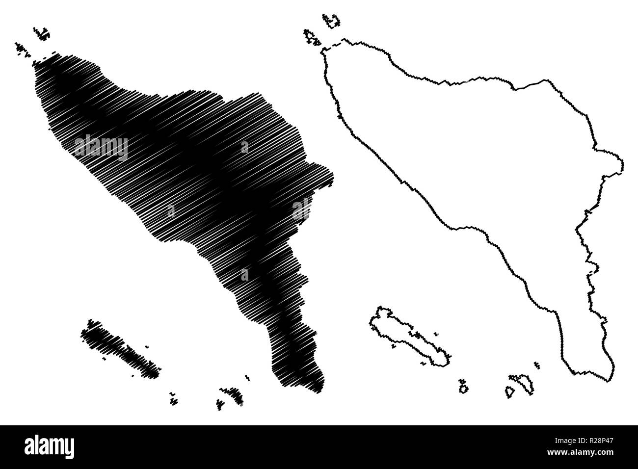 Aceh (Subdivisions of Indonesia, Provinces of Indonesia) map vector illustration, scribble sketch Aceh map Stock Vector