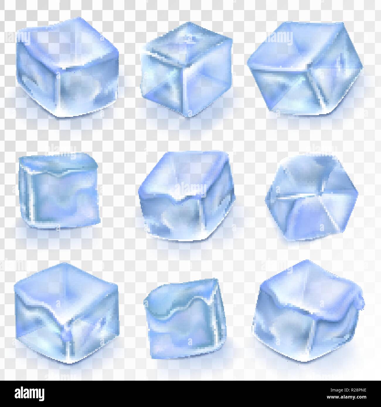 Ice Cubes Isolated Transpatrent Vector. Frost Freeze Design Effect
