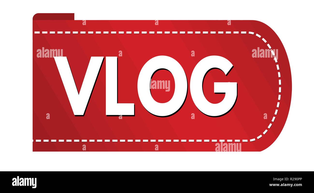 Vlog banner design on white background, vector illustration Stock Vector