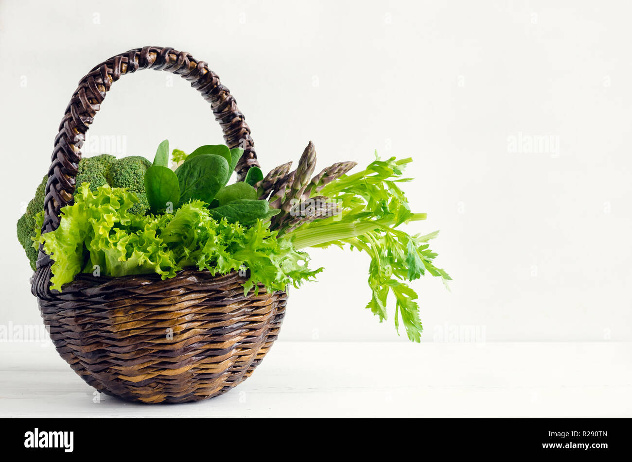 Assorted green vegetables food background as a healthy eating concept ...