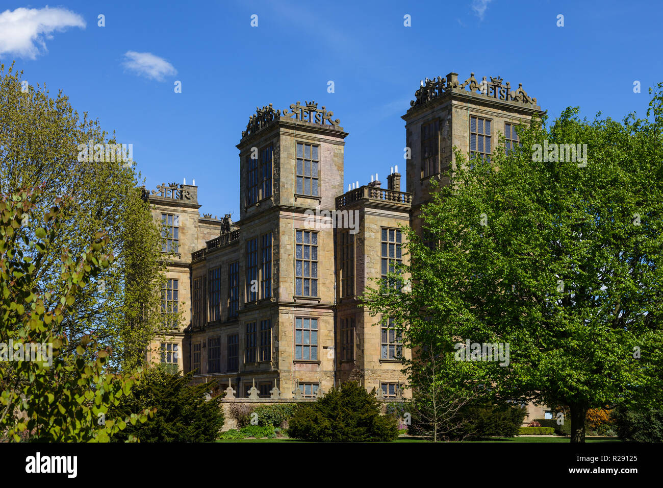 Hardwick Hall, Elizabethan country house in Derbyshire, England Stock
