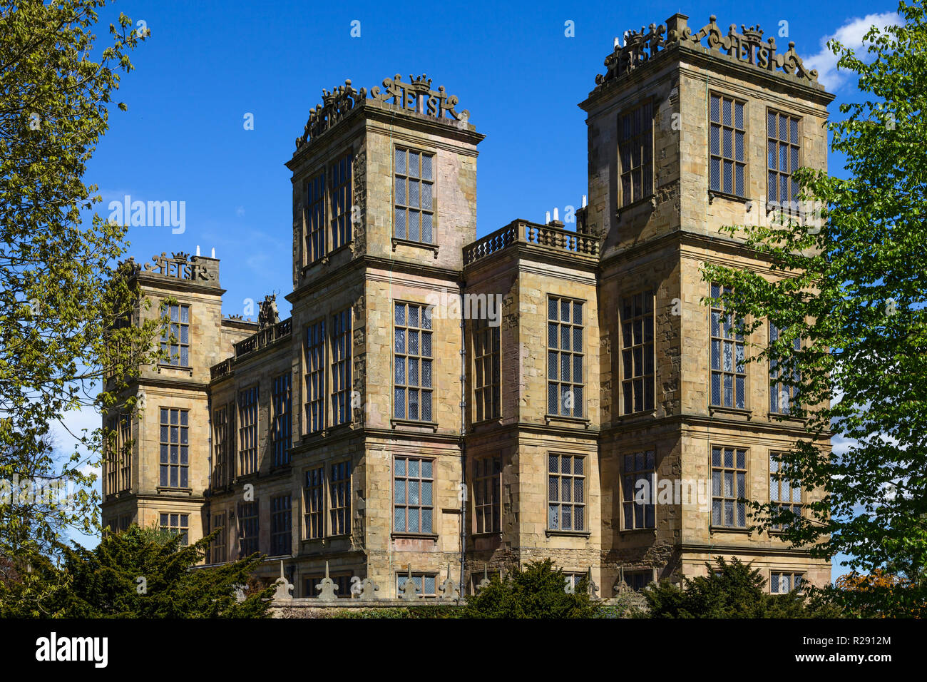Hardwick Hall, Elizabethan country house in Derbyshire, England Stock ...