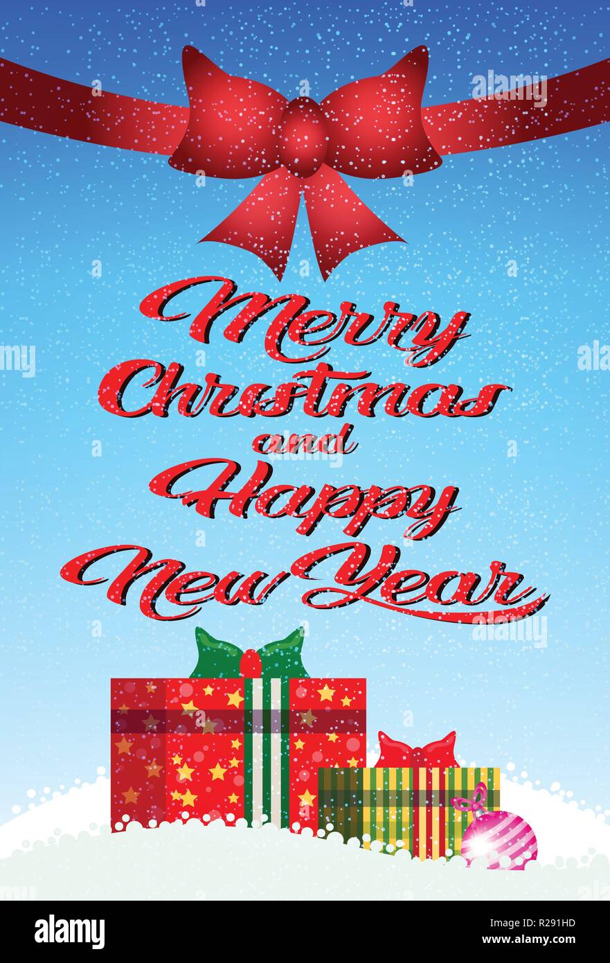 decorated colorful gift boxes red bow happy new year merry christmas concept flat vertical Stock Vector