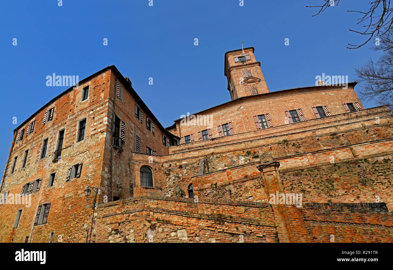 The castle of Montiglio Monferrato in  Piemonte, Italy. Stock Photo