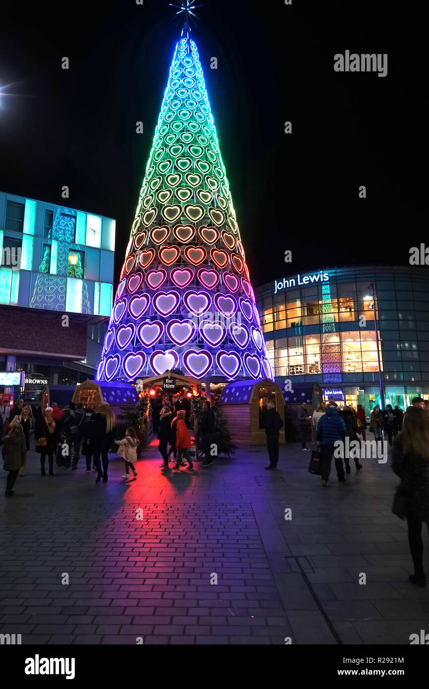 People Out Shopping In Paradise St In Front Of The Huge Christmas Tree In Liverpool One Shopping Complex Liverpool Uk November 2018 Stock Photo Alamy