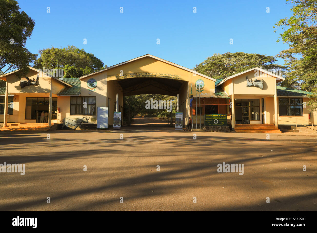 The entrance gate and reception office at the Ngorongoro Conservation Area, Arusha, Tanzania. Stock Photo