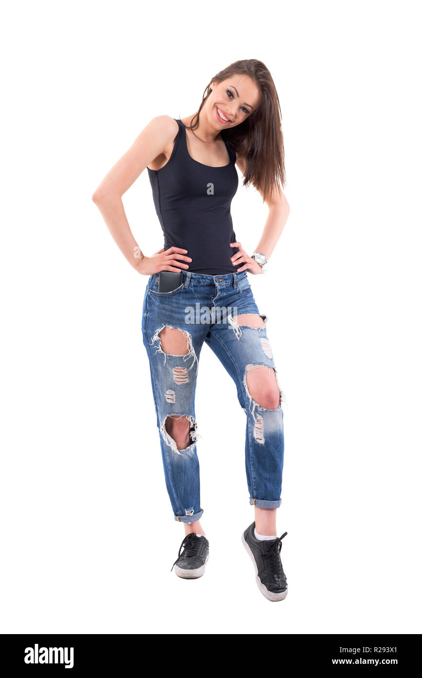 Model jeans femme sale