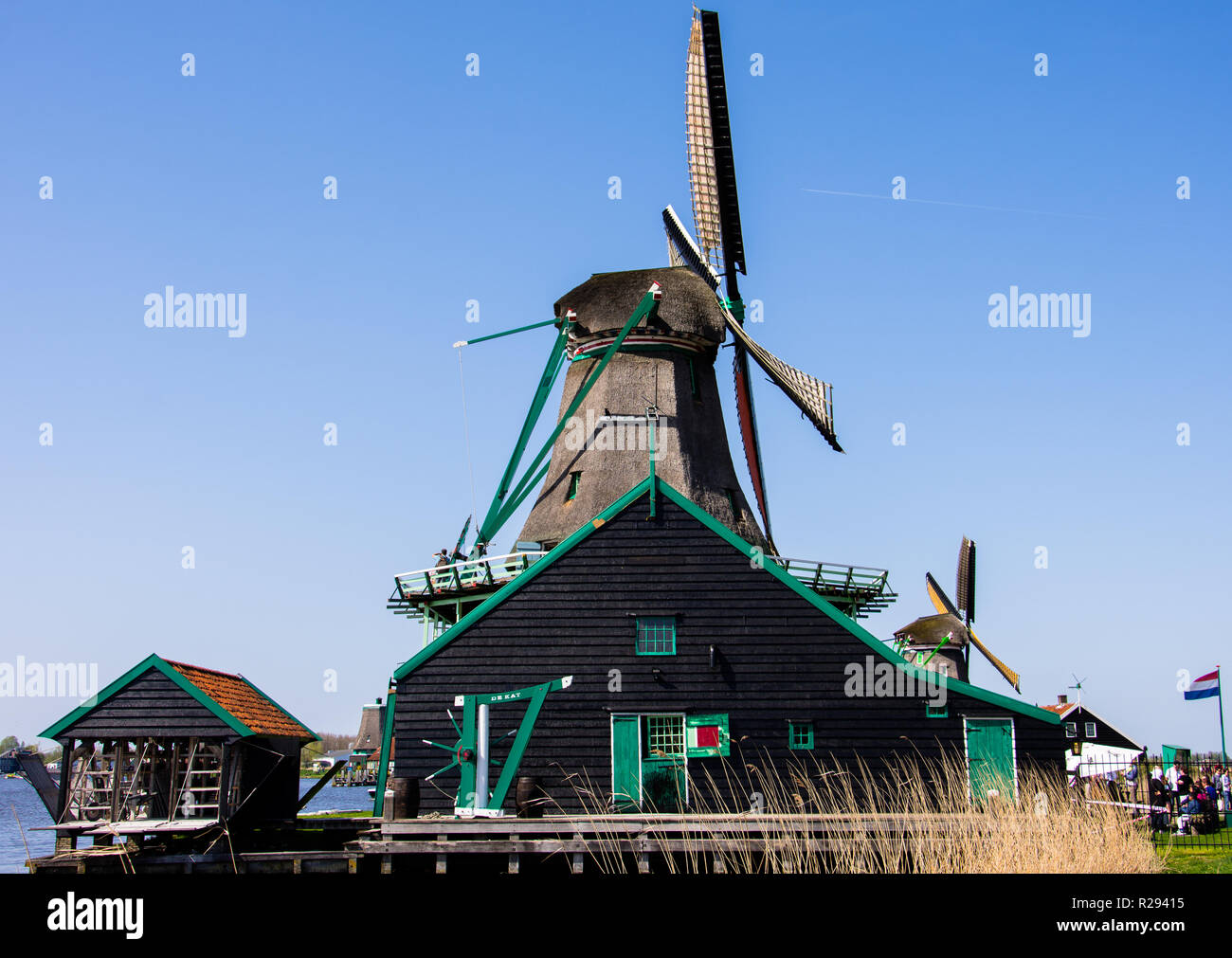 Windmills in Zaanse Schans Stock Photo