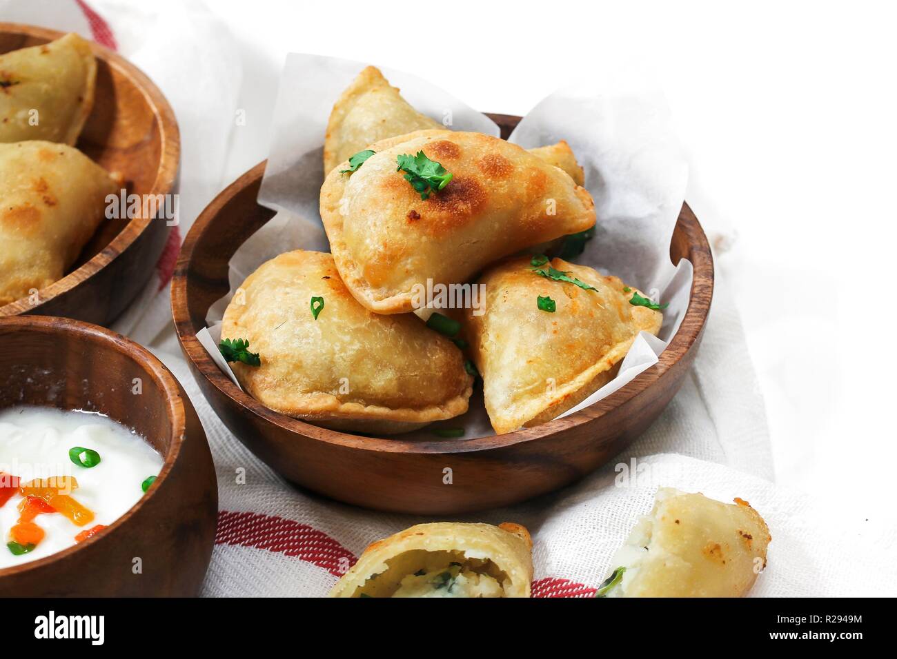 Homemade Potato cheese Pierogi  / Perogies close up Stock Photo