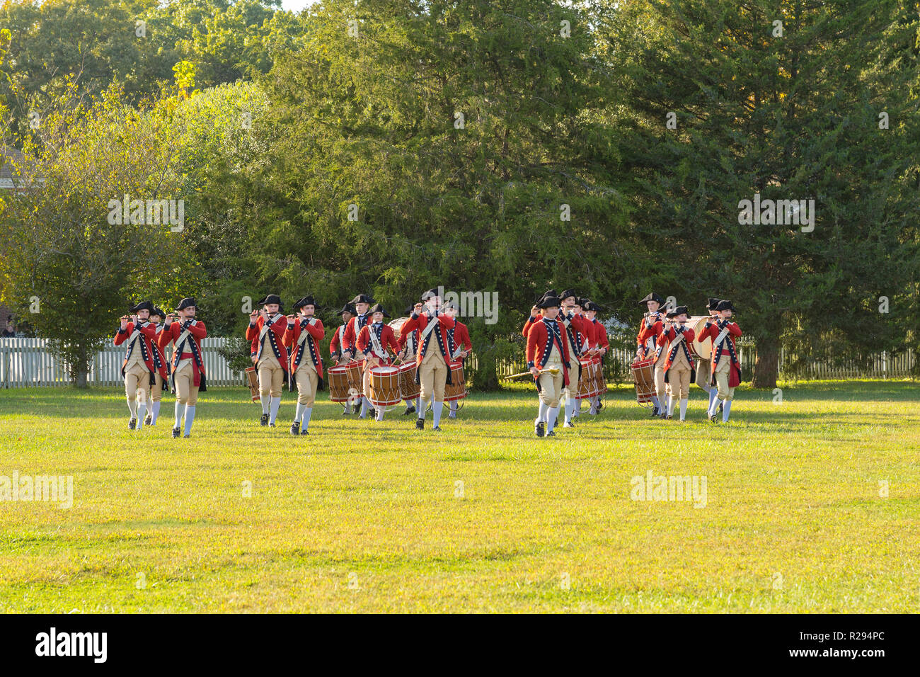 Colonial Williamsburg fifes and drums perform on Market Square Stock