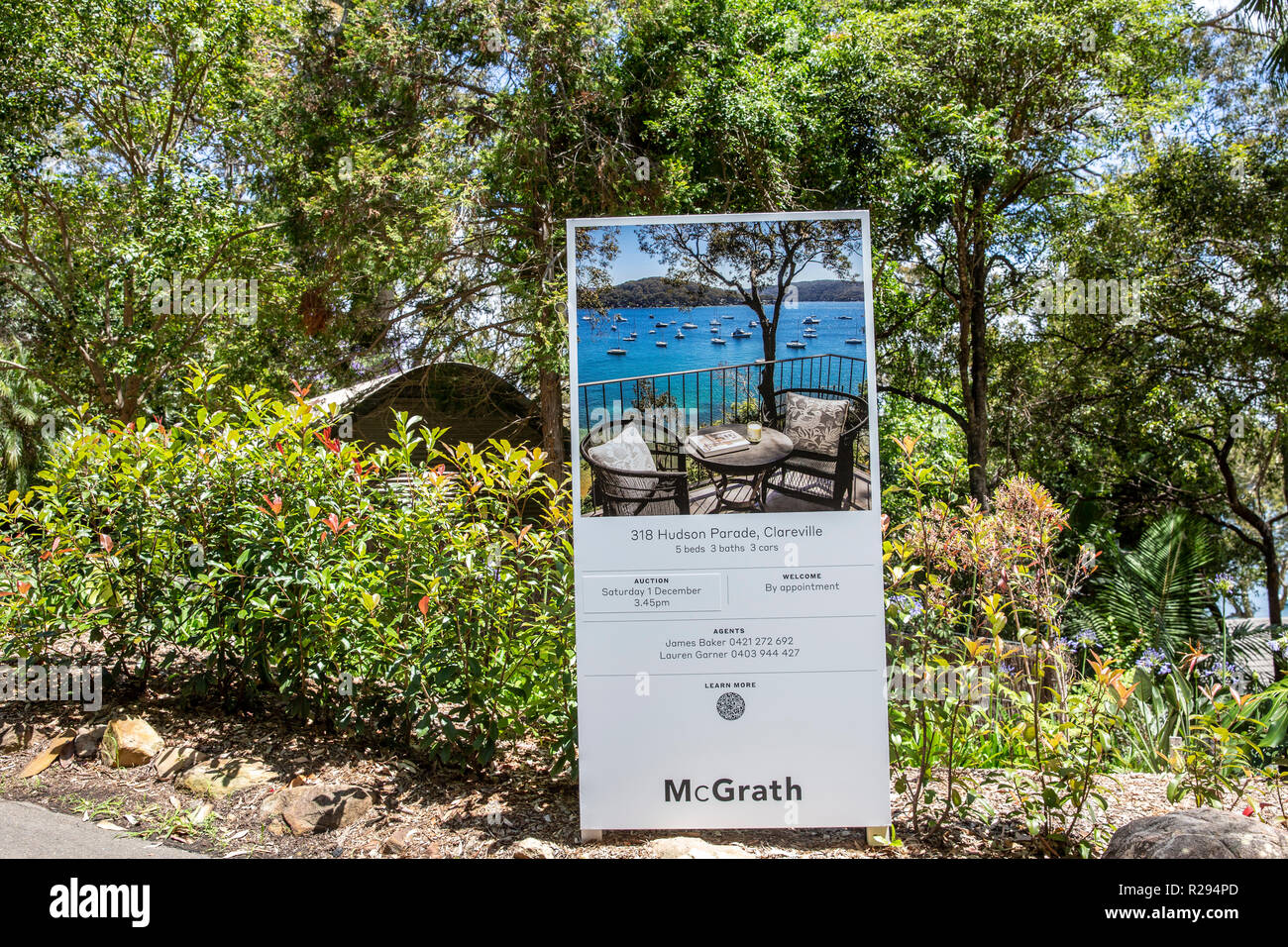 Australian home house being marketed for sale in Sydney northern beaches,Australia Stock Photo