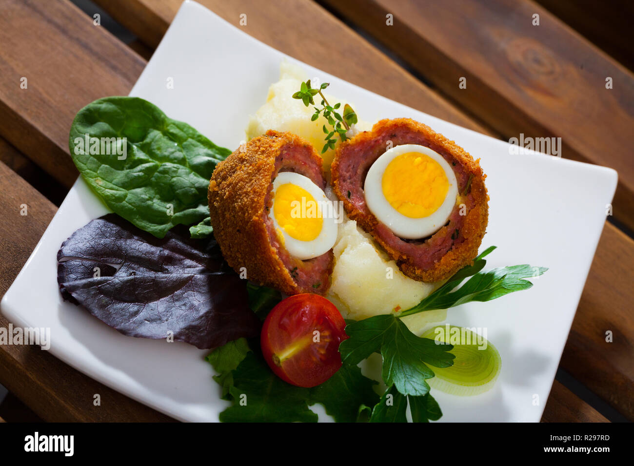 Traditional British picnic food delicious Scotch eggs from quail eggs