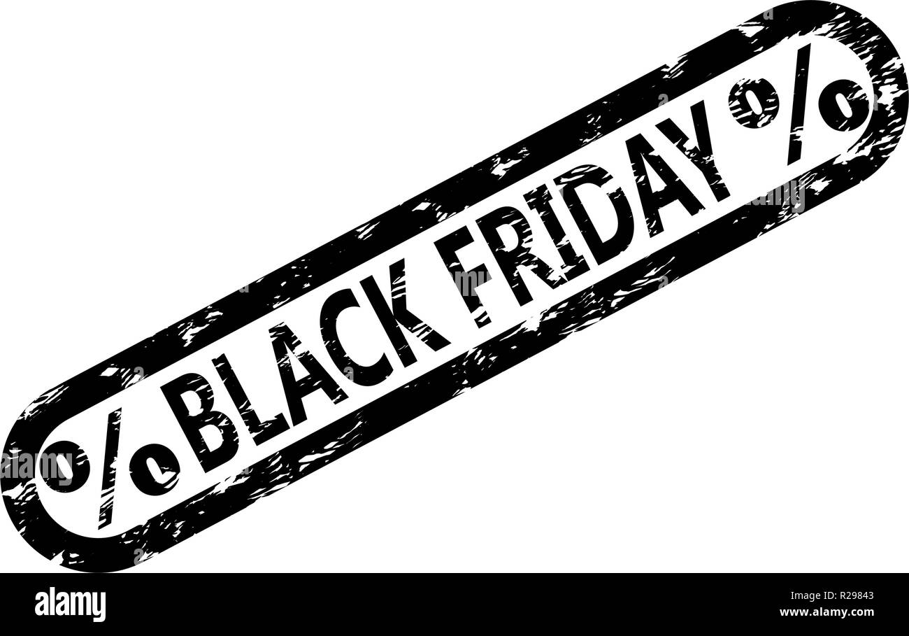 Black friday rubber stamp isolated on white. Label print for market discount, mark imprint. Vector illustration Stock Vector