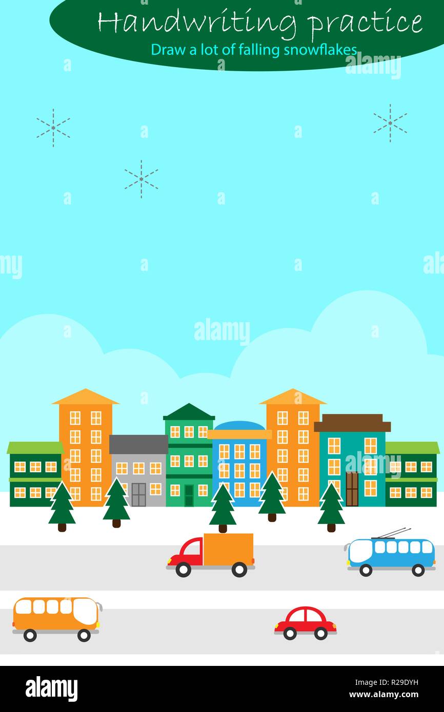 Handwriting practice sheet, christmas theme, draw snowflakes, kids  preschool activity, educational children game, printable worksheet, writing  trainin Stock Vector Image & Art - Alamy