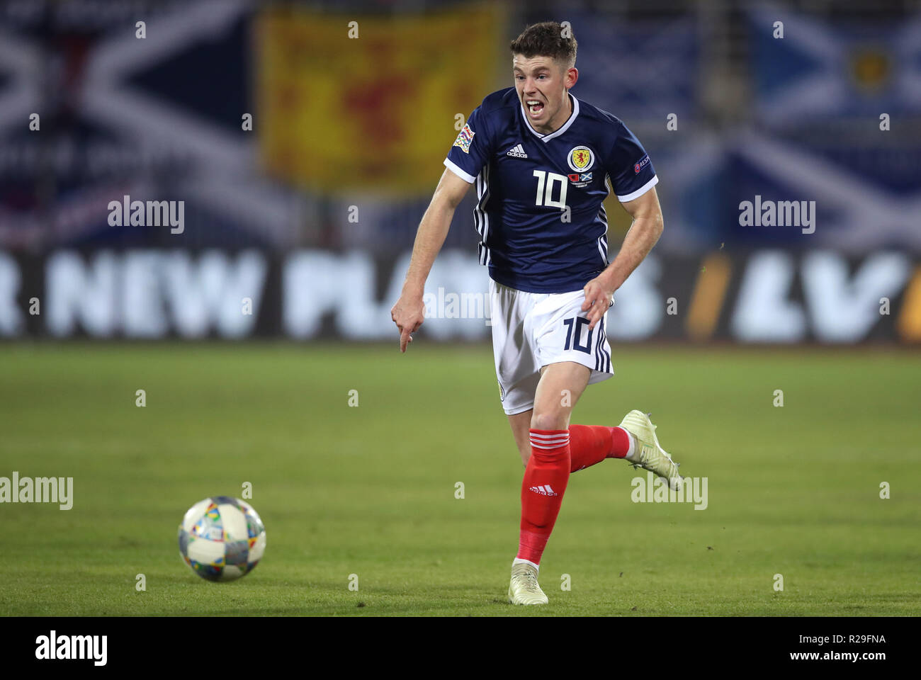 Scotland's Ryan Christie during the UEFA Nations League, Group C1 match at the Loro Borici Stadium, Shkoder Stock Photo