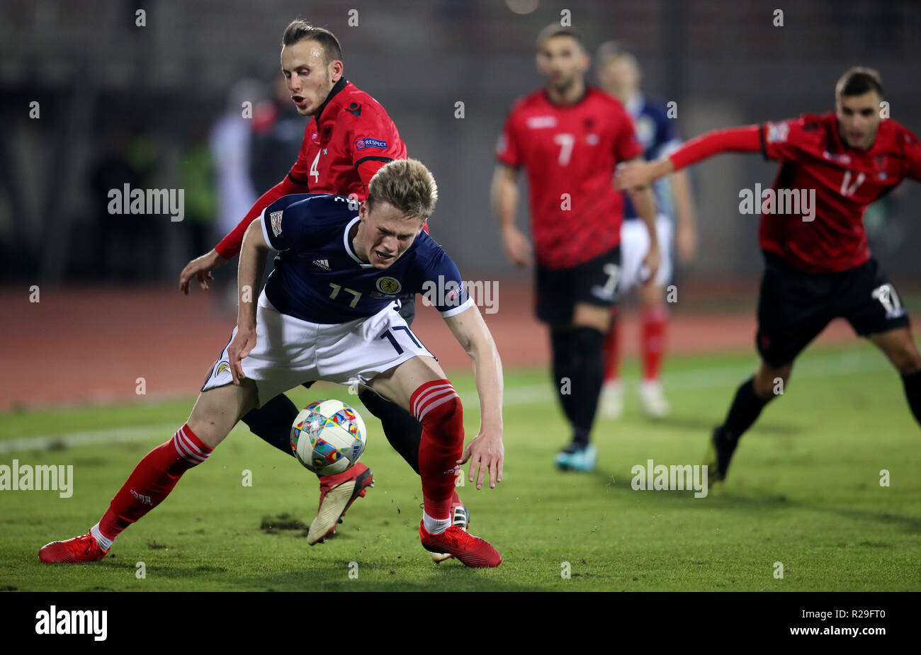Scotland's Scott McTominay during the UEFA Nations League, Group C1 match at the Loro Borici Stadium, Shkoder Stock Photo