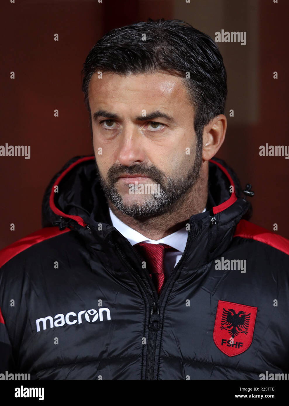 Albania manager Christian Panucci during the UEFA Nations League, Group C1 match at the Loro Borici Stadium, Shkoder Stock Photo