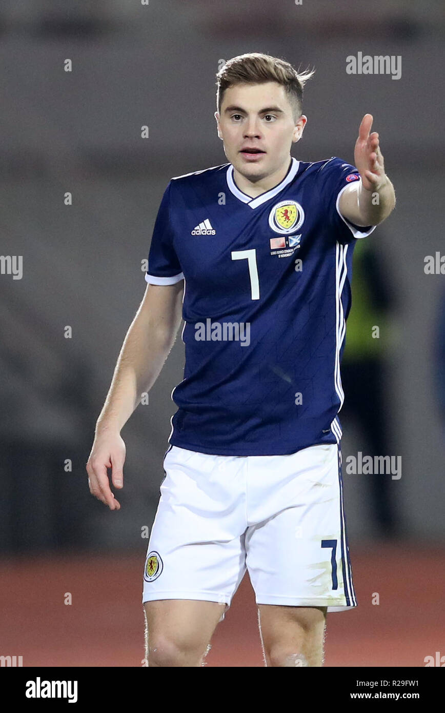 Scotland's James Forrest during the UEFA Nations League, Group C1 match at the Loro Borici Stadium, Shkoder Stock Photo