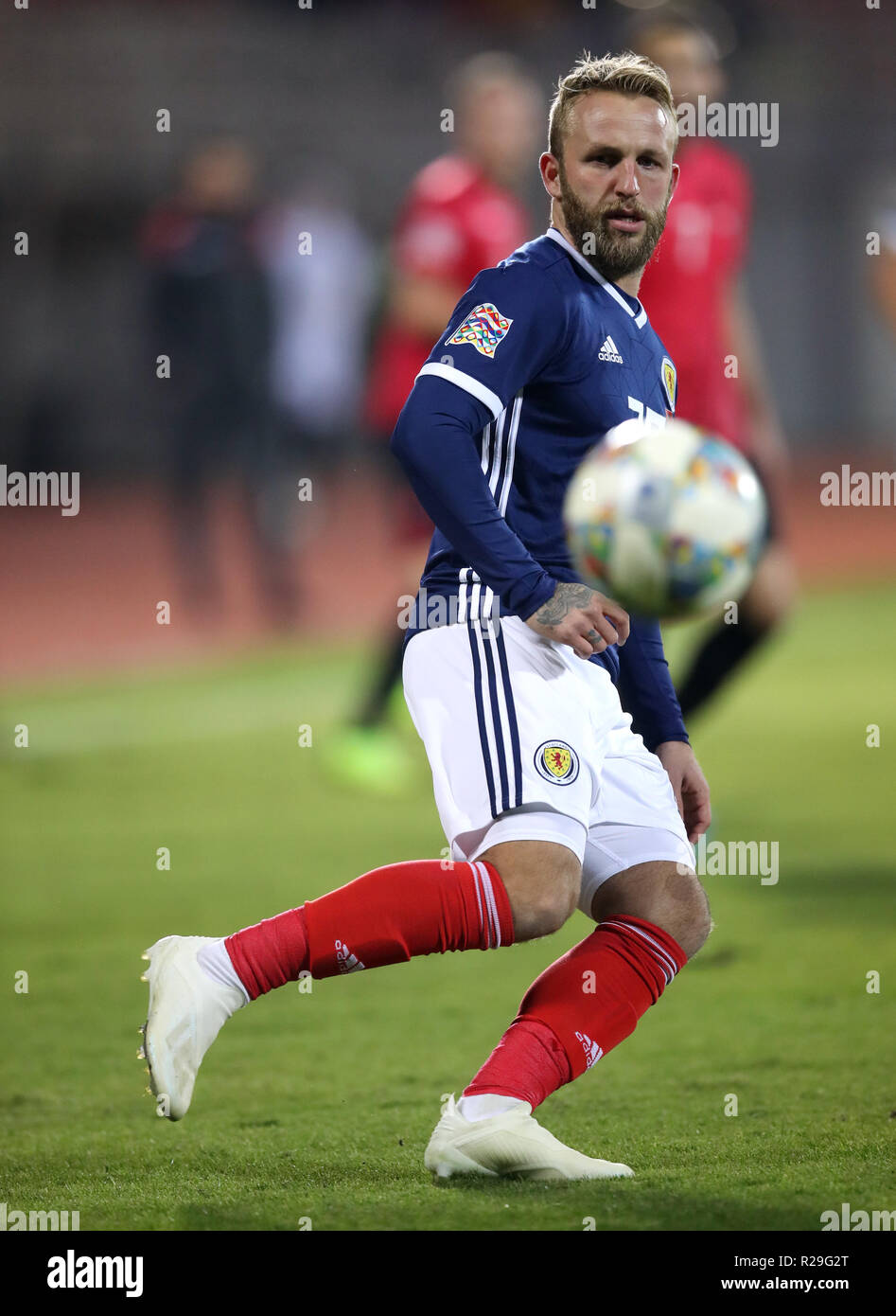 Scotland's Johnny Russell during the UEFA Nations League, Group C1 match at the Loro Borici Stadium, Shkoder Stock Photo