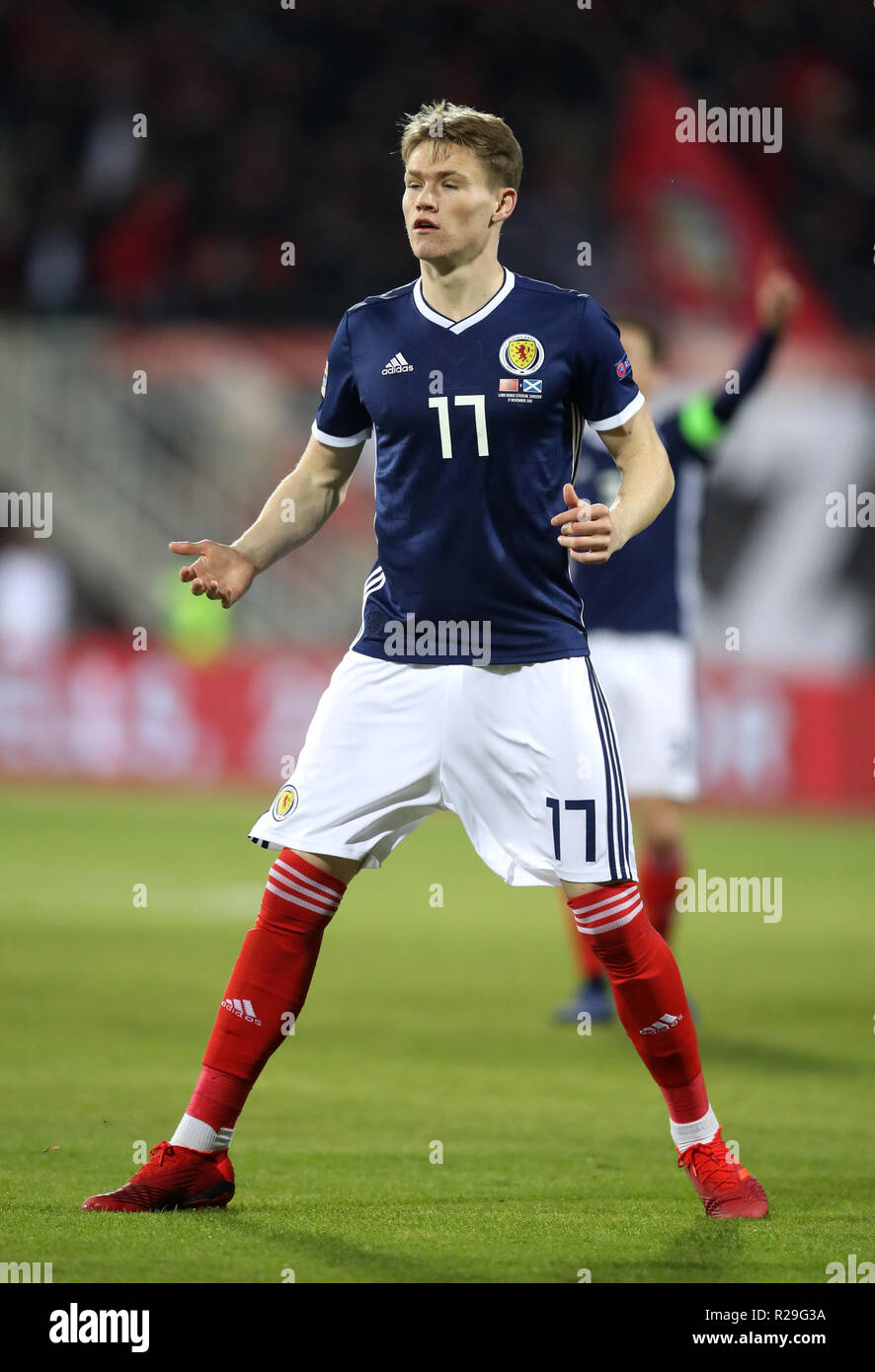 Scotland S Scott Mctominay During The Uefa Nations League Group C1 Match At The Loro Borici Stadium Shkoder Stock Photo Alamy